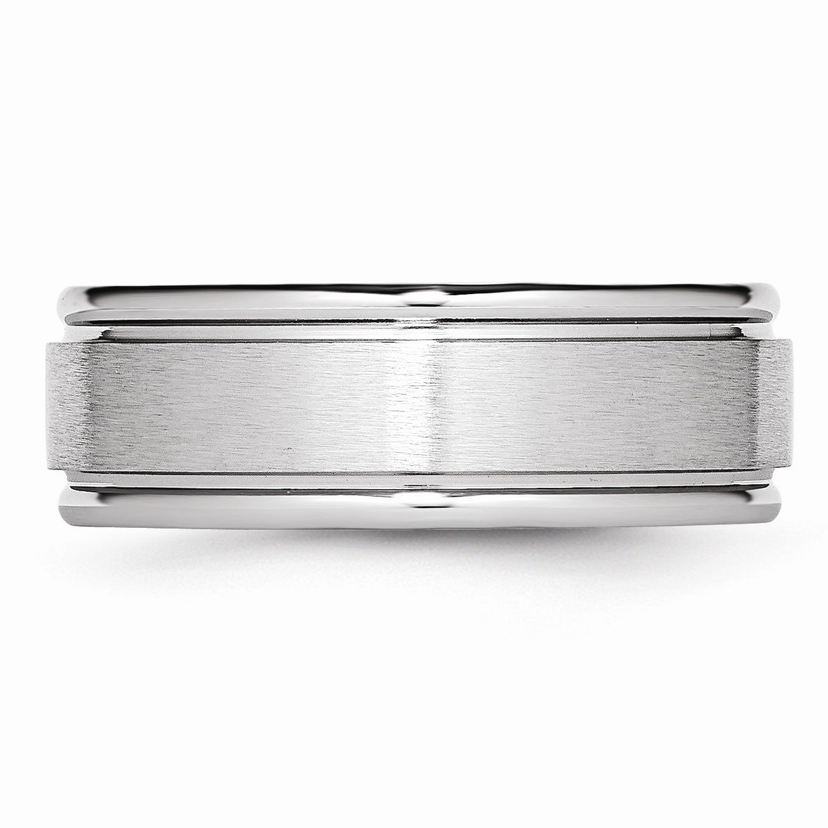 Alternate view of the 8mm Cobalt Satin Finish Ridged Edge Comfort Fit Band by The Black Bow Jewelry Co.