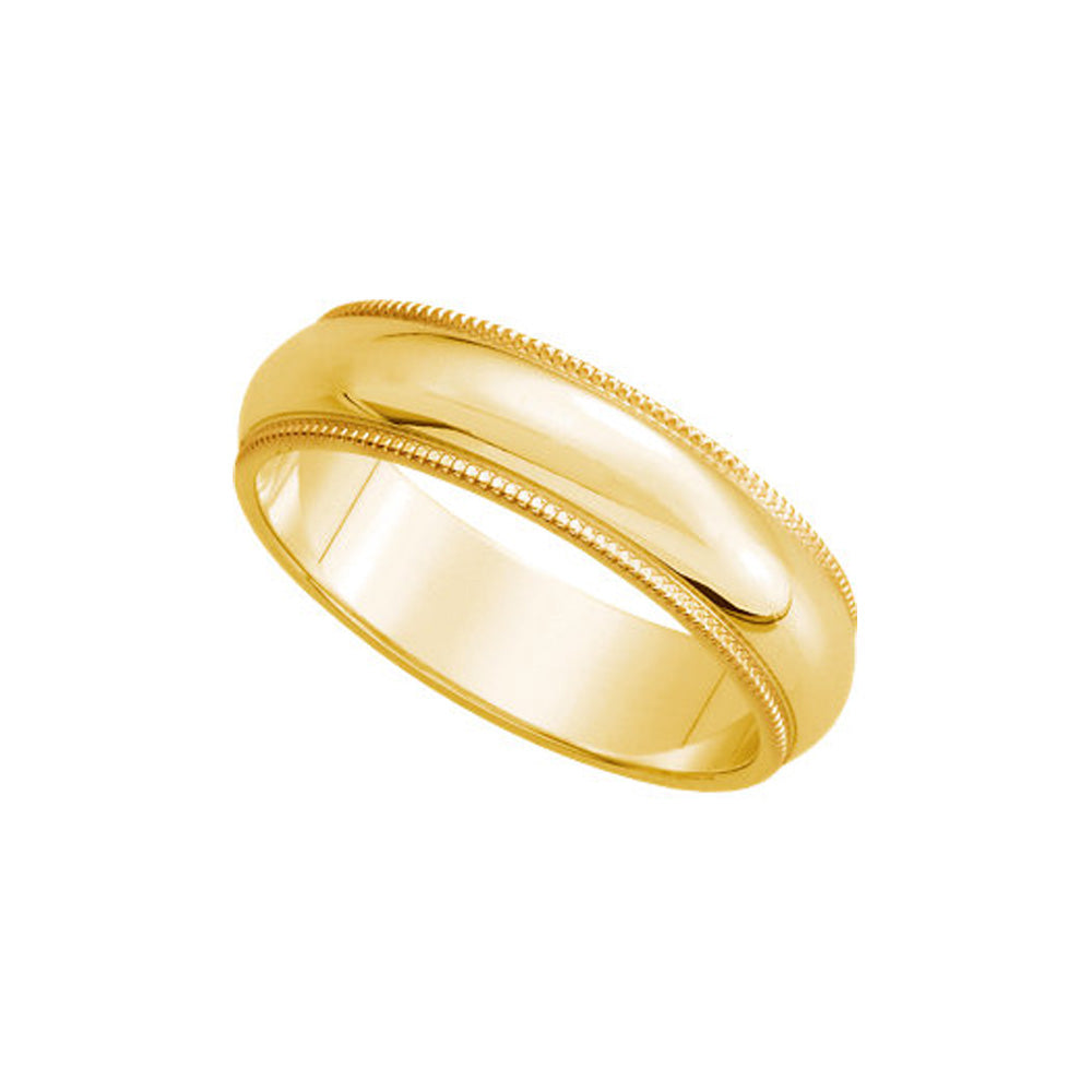5mm Milgrain Edge Domed Band in 14k Yellow Gold, Item R10510 by The Black Bow Jewelry Co.