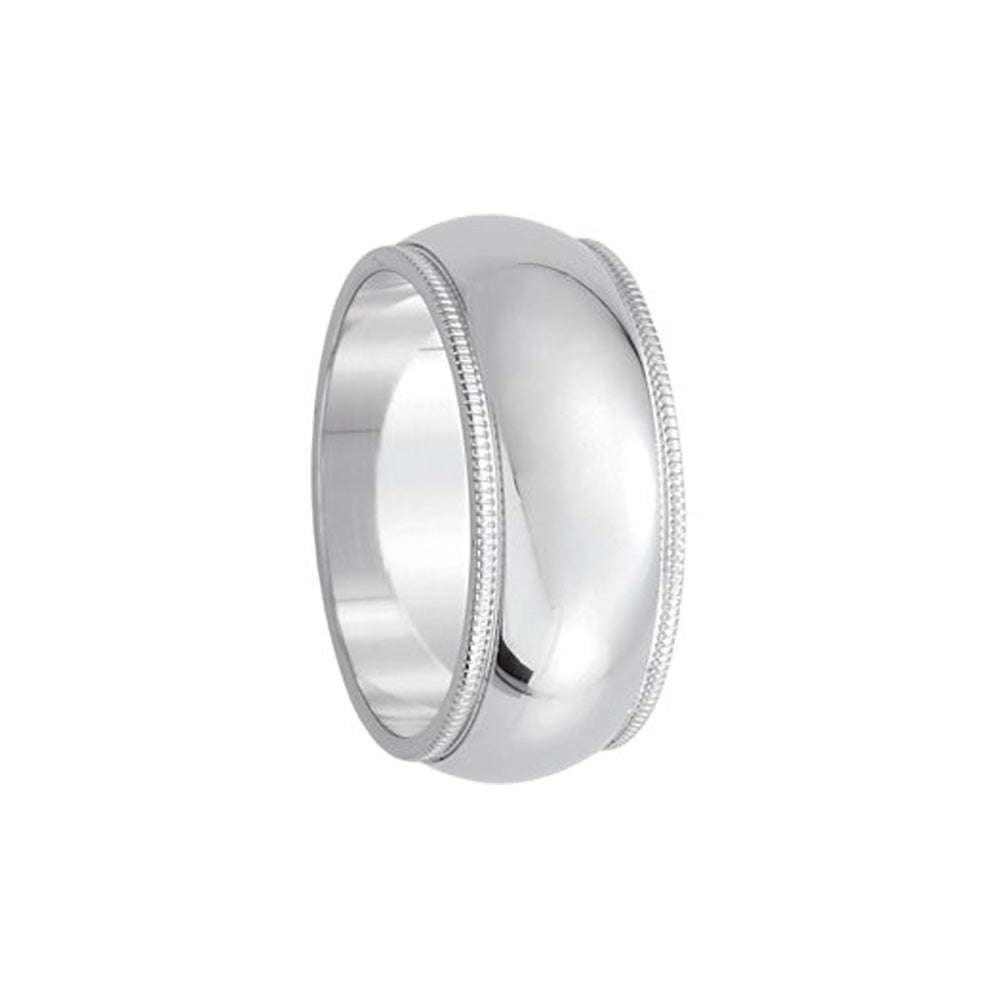 8mm Continuum Sterling Silver Milgrain Edge Domed Standard Fit Band, Item R10523 by The Black Bow Jewelry Co.