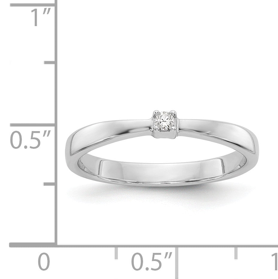 Alternate view of the .03 Ct Diamond Solitaire Ring in Rhodium Plated Sterling Silver Size 6 by The Black Bow Jewelry Co.