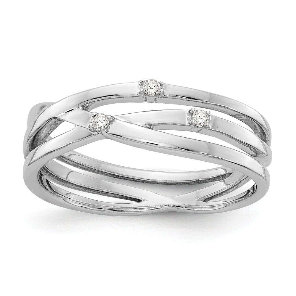 .03 Ctw Diamond Split Shank 6mm Rhodium Plated Sterling Silver Ring, Item R10596 by The Black Bow Jewelry Co.