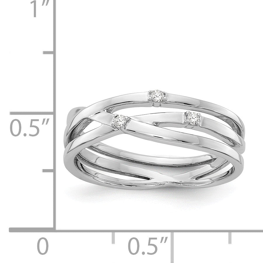 Alternate view of the .03 Ct Diamond 6mm Rhodium Plate Sterling Silver Ring Sz 6 by The Black Bow Jewelry Co.