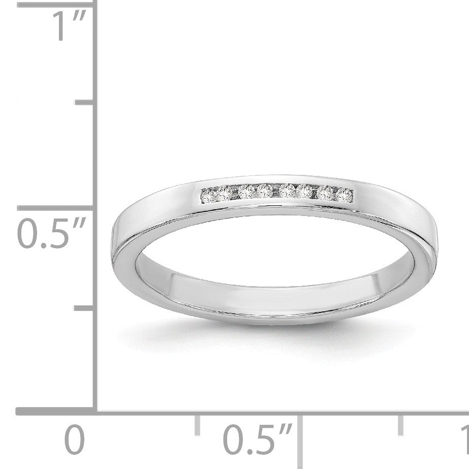 Alternate view of the Channel Set .08 Ctw Diamond 3mm Ring in Rhodium Plated Sterling Silver by The Black Bow Jewelry Co.