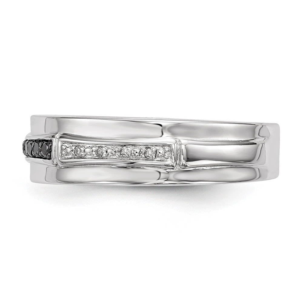 Alternate view of the Men's 1/8 Cttw Black & White Diamond 6mm Band in Sterling Silver by The Black Bow Jewelry Co.