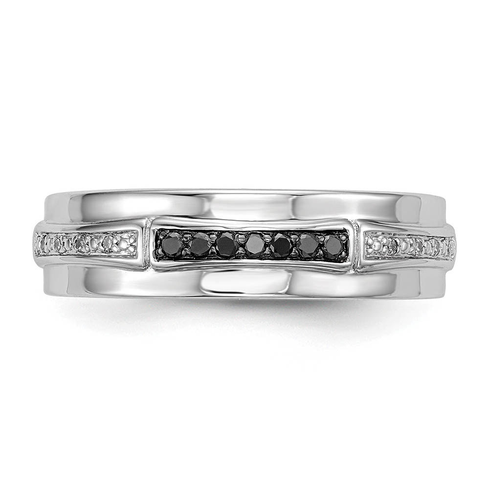 Alternate view of the Men's 1/8 Cttw Black & White Diamond 6mm Band in Sterling Silver by The Black Bow Jewelry Co.