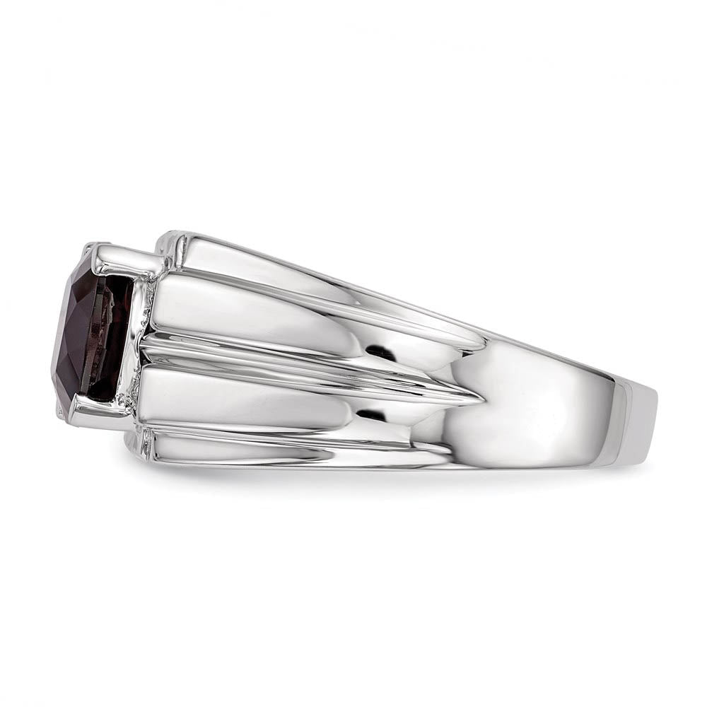 Alternate view of the Cushion Cut Garnet & Diamond Tapered Ring in Sterling Silver Size 9 by The Black Bow Jewelry Co.