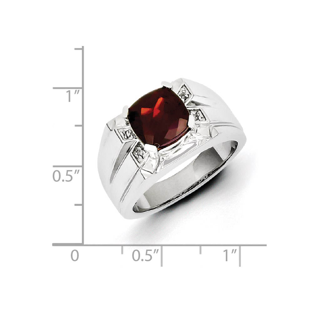 Alternate view of the Cushion Cut Garnet & Diamond Tapered Ring in Sterling Silver Size 9 by The Black Bow Jewelry Co.