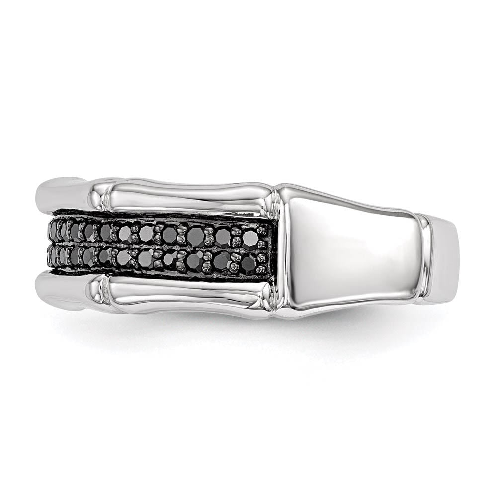 Alternate view of the 3/8 Cttw Black Diamond 7mm Men's Band in Sterling Silver by The Black Bow Jewelry Co.