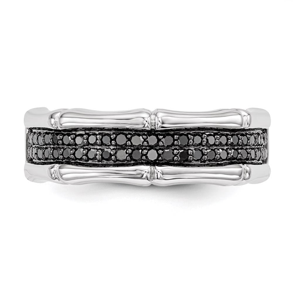 Alternate view of the 3/8 Cttw Black Diamond 7mm Men's Band in Sterling Silver by The Black Bow Jewelry Co.