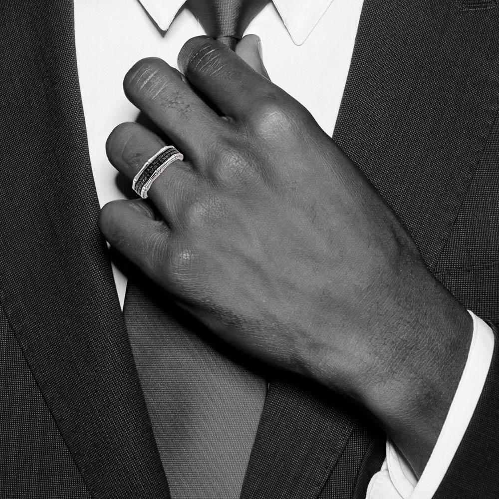 Alternate view of the 3/8 Cttw Black Diamond 7mm Men's Band in Sterling Silver Size 9 by The Black Bow Jewelry Co.