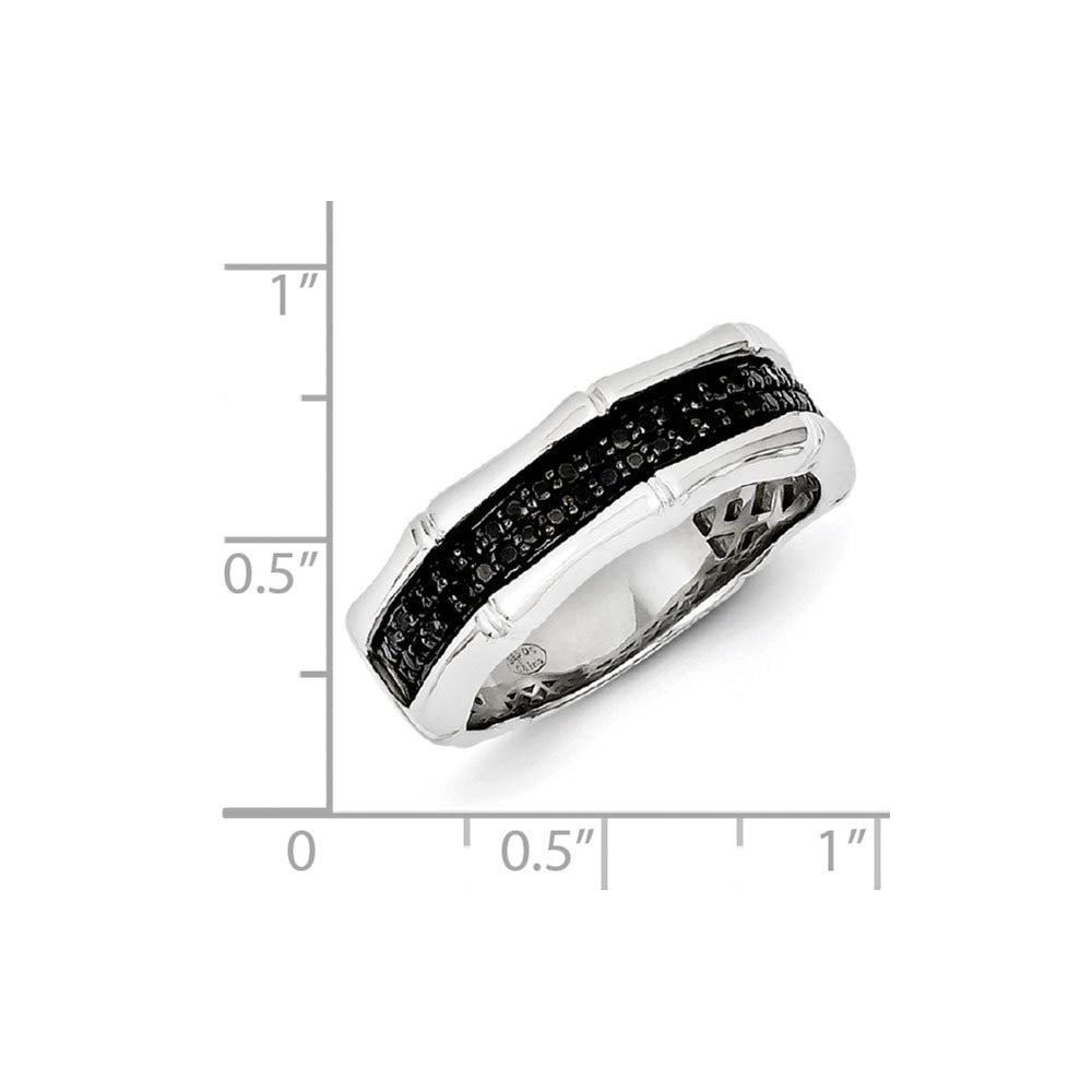 Alternate view of the 3/8 Cttw Black Diamond 7mm Men's Band in Sterling Silver Size 9 by The Black Bow Jewelry Co.