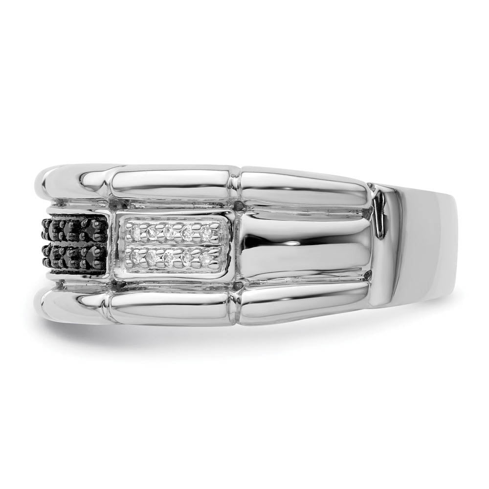 Alternate view of the Men&#39;s 1/4 Cttw Black &amp; White Diamond 8mm Band in Sterling Silver by The Black Bow Jewelry Co.