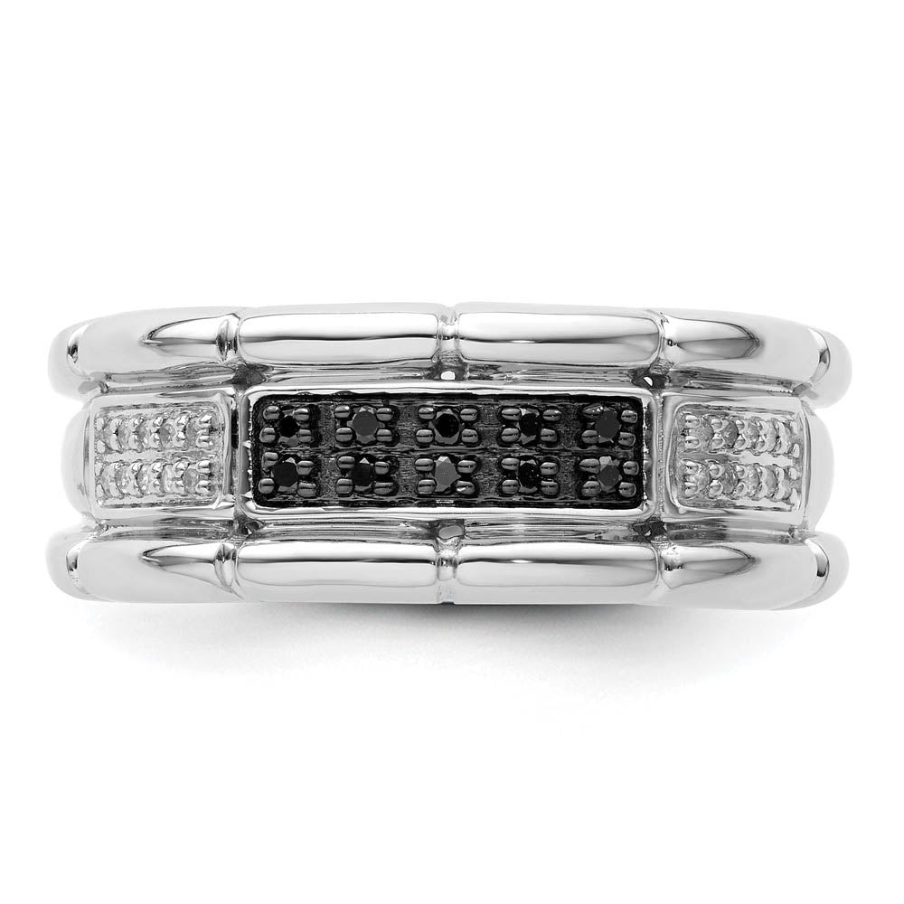 Alternate view of the Men's 1/4 Cttw Black & White Diamond 8mm Band in Sterling Silver by The Black Bow Jewelry Co.