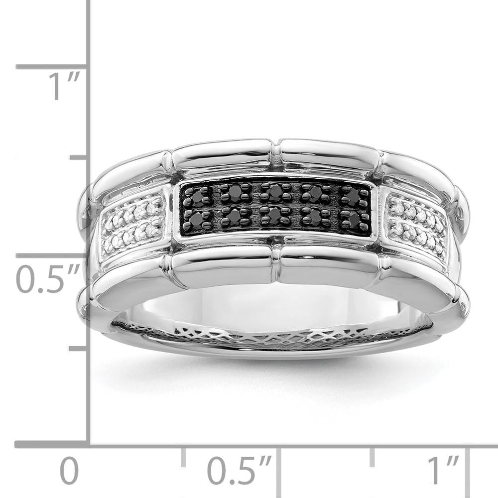 Alternate view of the Men's 1/4 Cttw Black & White Diamond 8mm Band in Sterling Silver by The Black Bow Jewelry Co.