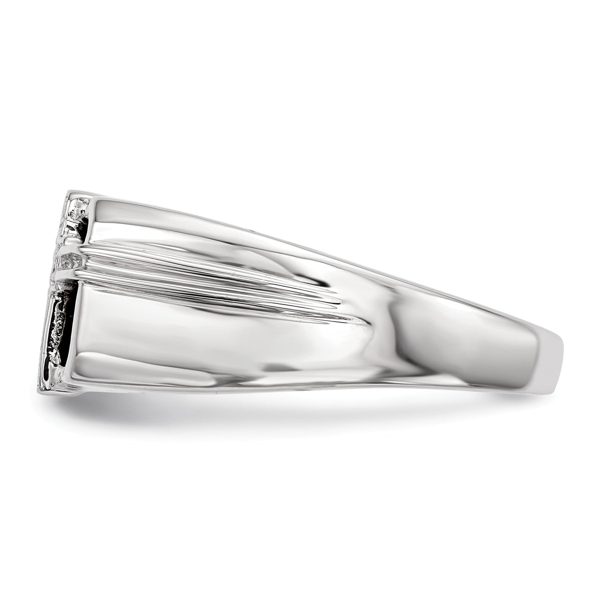 Alternate view of the Men's Black Onyx & Diamond Cross Tapered Ring in Sterling Silver by The Black Bow Jewelry Co.