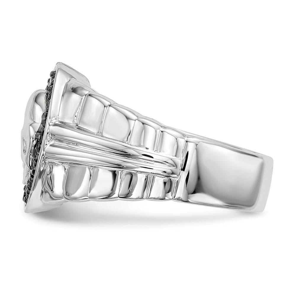 Alternate view of the 3/8 Ctw Black Diamond Oval Skull Sterling Silver Tapered Ring Size 9 by The Black Bow Jewelry Co.