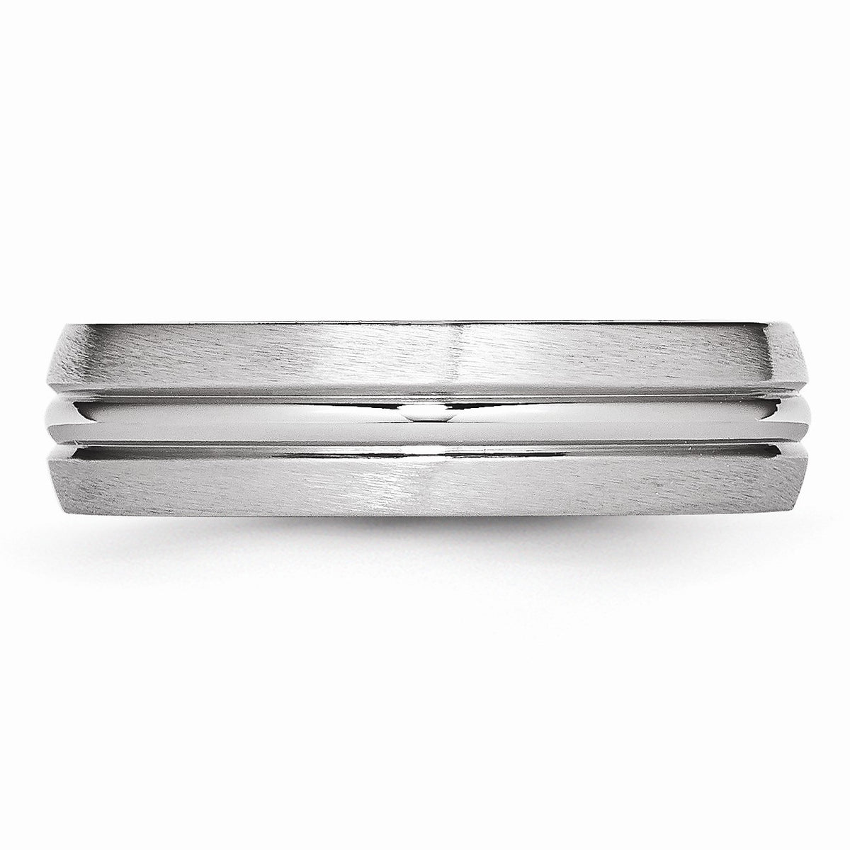 Alternate view of the 6mm Cobalt Satin & Polished Grooved Comfort Fit Band Size 7 by The Black Bow Jewelry Co.
