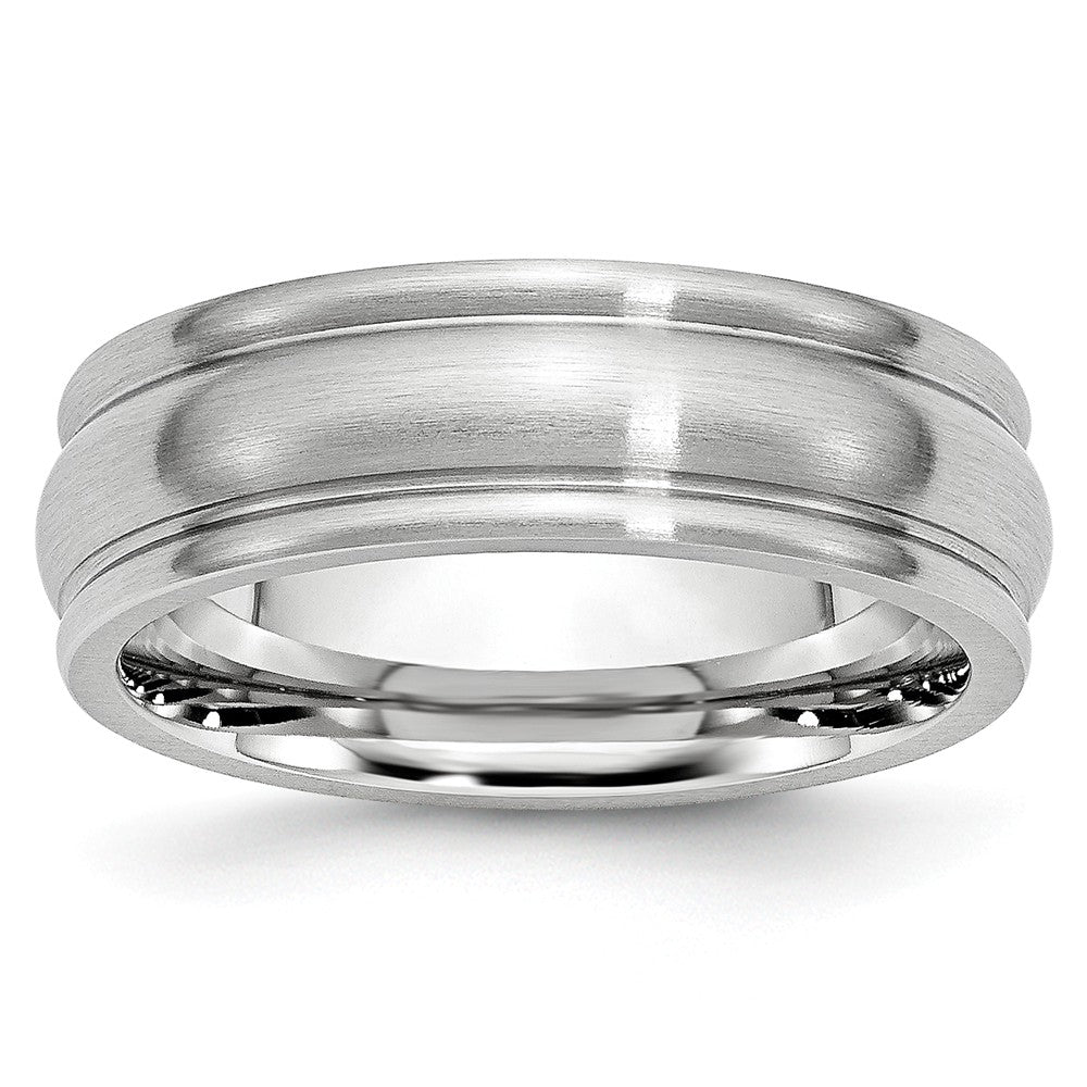 7mm Cobalt Satin & Polished Rounded Edge Comfort Fit Band, Item R10650 by The Black Bow Jewelry Co.