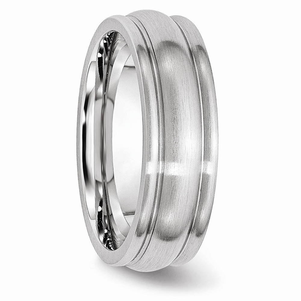 Alternate view of the 7mm Cobalt Satin & Polished Rounded Edge Comfort Fit Band by The Black Bow Jewelry Co.