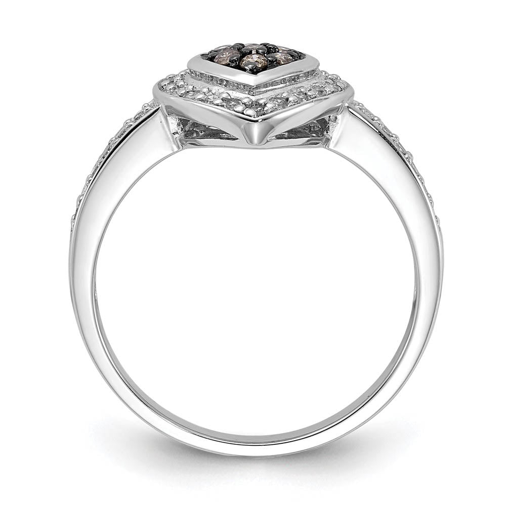 Alternate view of the 1/4 Ctw Champagne & White Diamond 10mm Heart Ring in Sterling Silver by The Black Bow Jewelry Co.