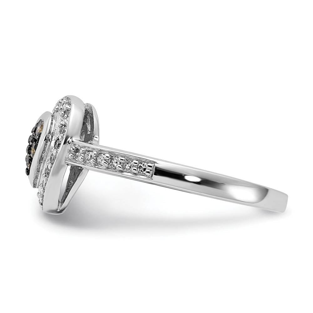 Alternate view of the 1/4 Ctw Champagne & White Diamond 10mm Heart Ring in Sterling Silver by The Black Bow Jewelry Co.