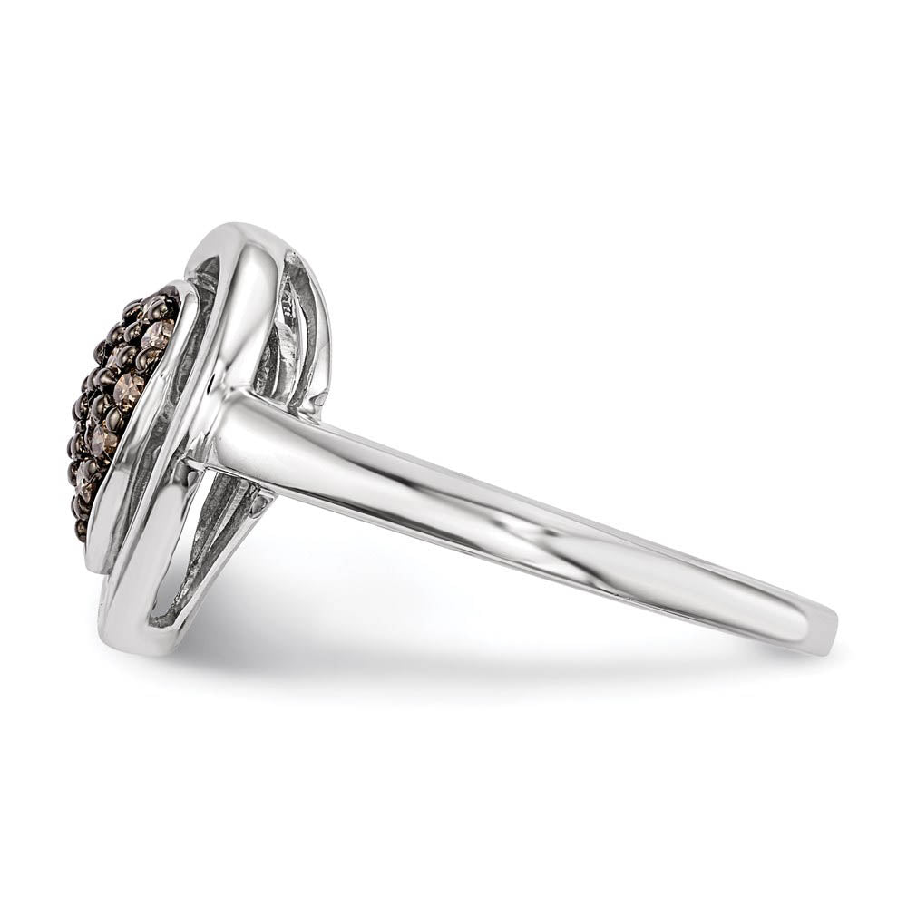Alternate view of the 1/4 Ctw Champagne Diamond 14mm Heart Sterling Silver Ring Size 6 by The Black Bow Jewelry Co.