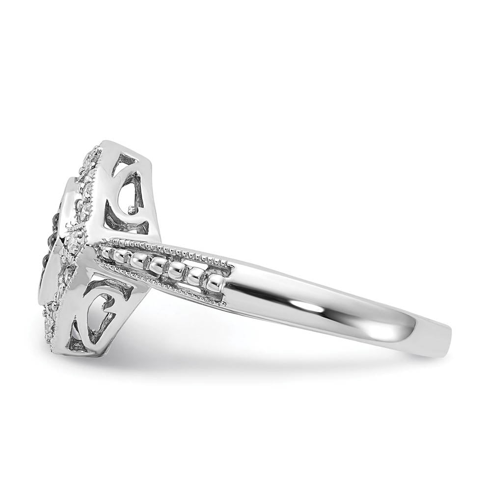 Alternate view of the Champagne & White Diamond 12mm Rhombus Ring in Sterling Silver Size 6 by The Black Bow Jewelry Co.