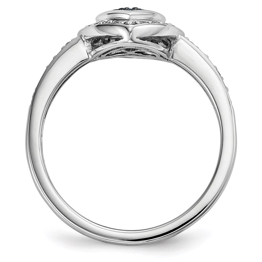 Alternate view of the 1/4 Ctw Blue & White Diamond Small Heart Ring in Sterling Silver by The Black Bow Jewelry Co.