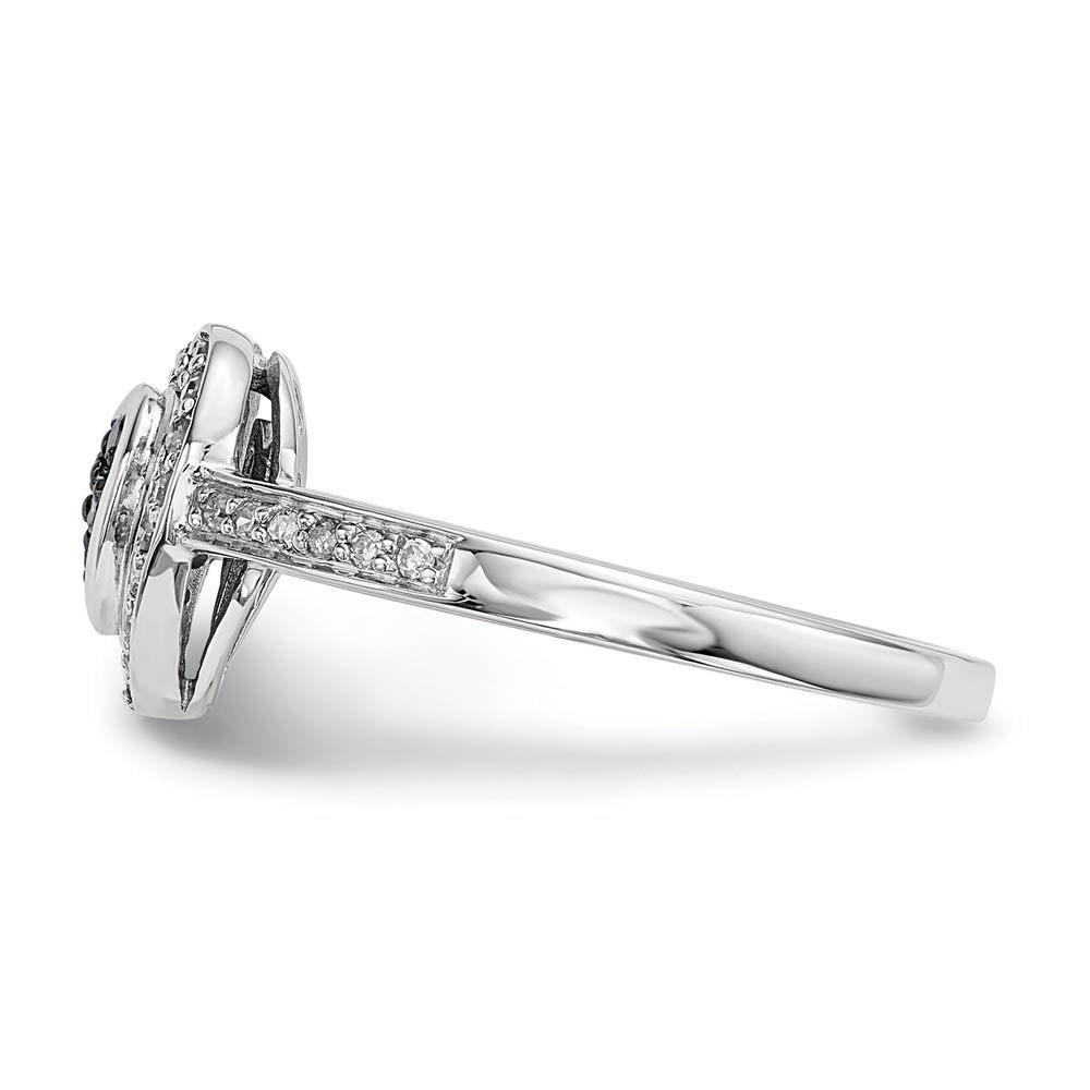 Alternate view of the 1/4 Ctw Blue & White Diamond Small Heart Ring in Sterling Silver by The Black Bow Jewelry Co.
