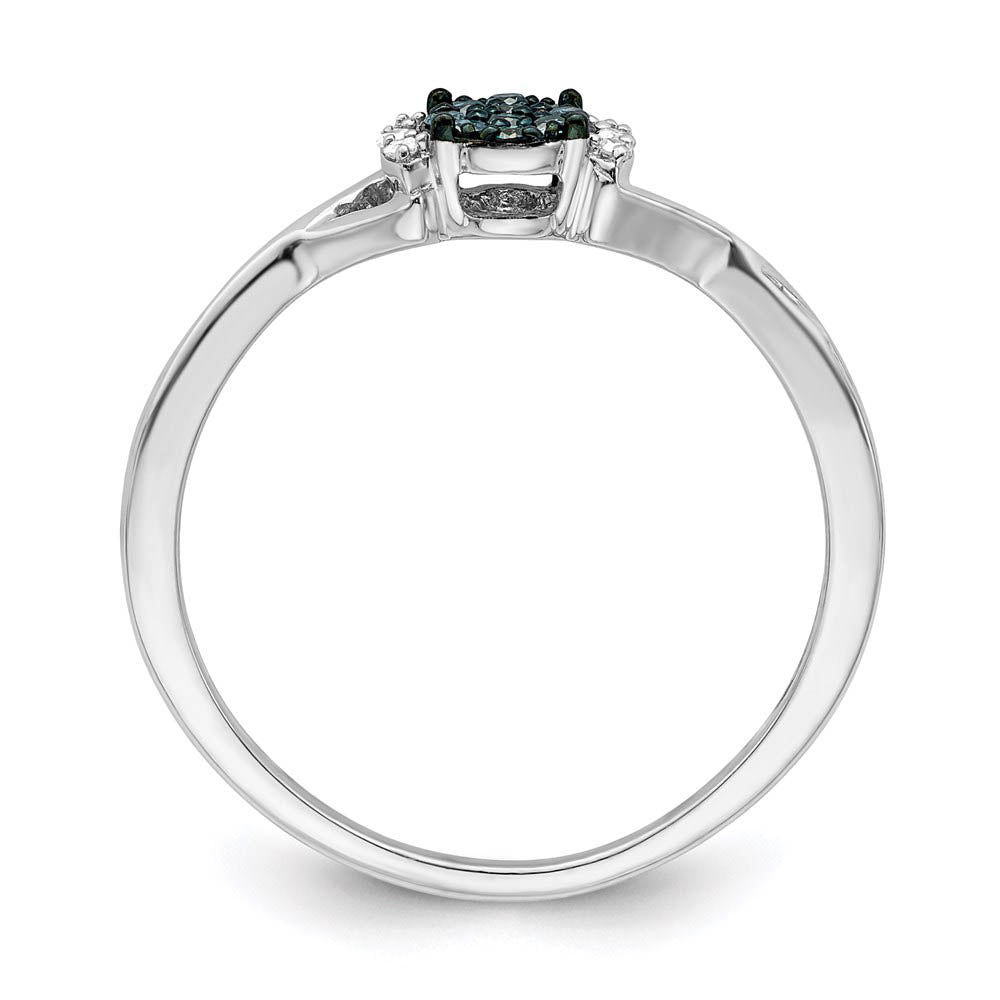Alternate view of the 1/10 Ctw Blue & White Diamond Small Oval Ring in Sterling Silver by The Black Bow Jewelry Co.