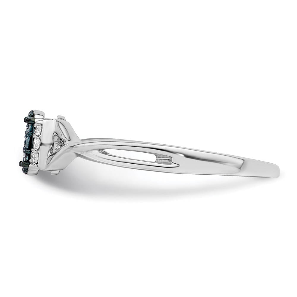 Alternate view of the 1/10 Ctw Blue & White Diamond Small Oval Ring in Sterling Silver by The Black Bow Jewelry Co.