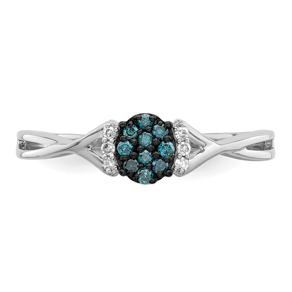 Alternate view of the 1/10 Ctw Blue & White Diamond Small Oval Ring in Sterling Silver by The Black Bow Jewelry Co.