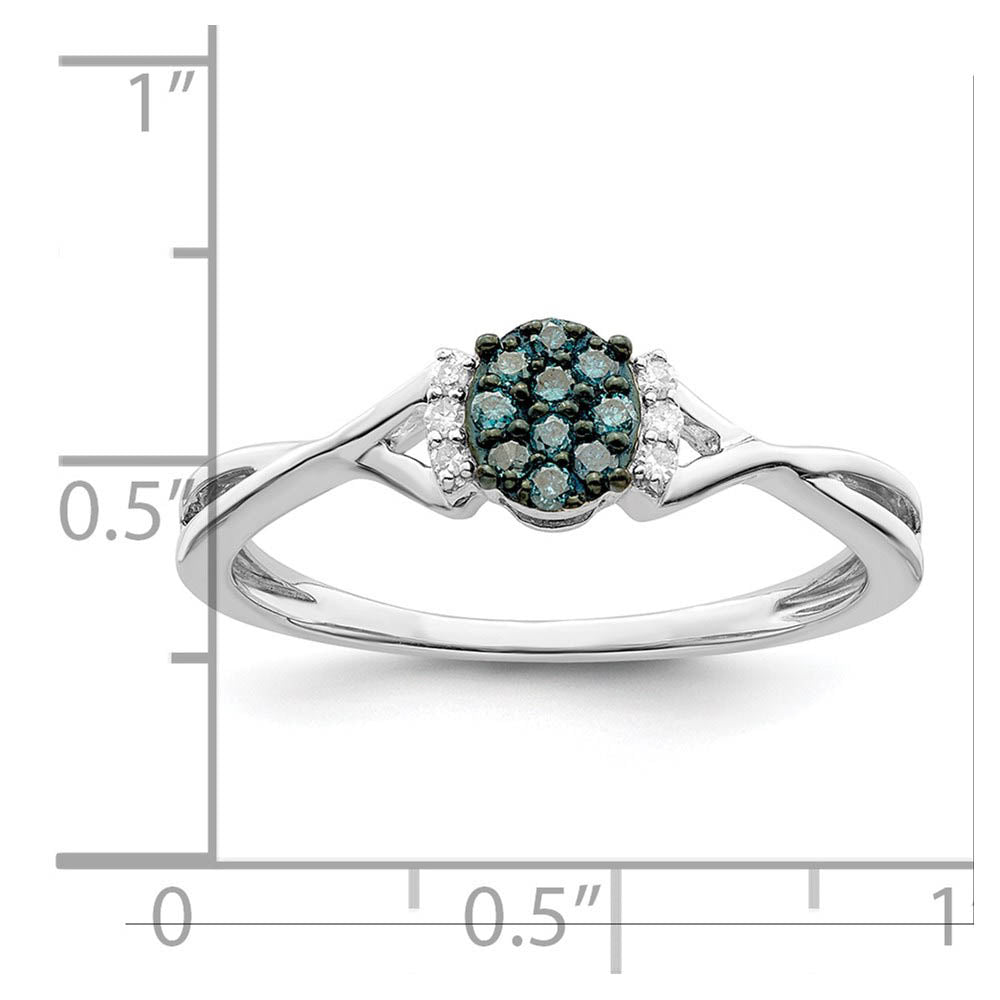 Alternate view of the 1/10 Ctw Blue & White Diamond Small Oval Ring in Sterling Silver by The Black Bow Jewelry Co.
