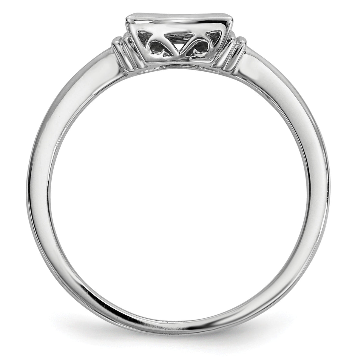Alternate view of the 1/20 Ctw Blue Diamond 6mm Concave Square Ring in Sterling Silver by The Black Bow Jewelry Co.