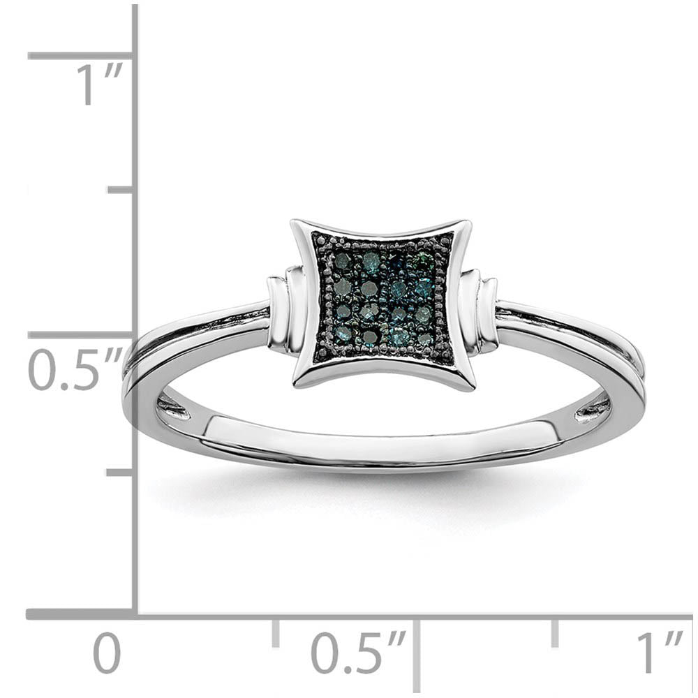 Alternate view of the 1/20 Ctw Blue Diamond 6mm Concave Square Ring in Sterling Silver by The Black Bow Jewelry Co.