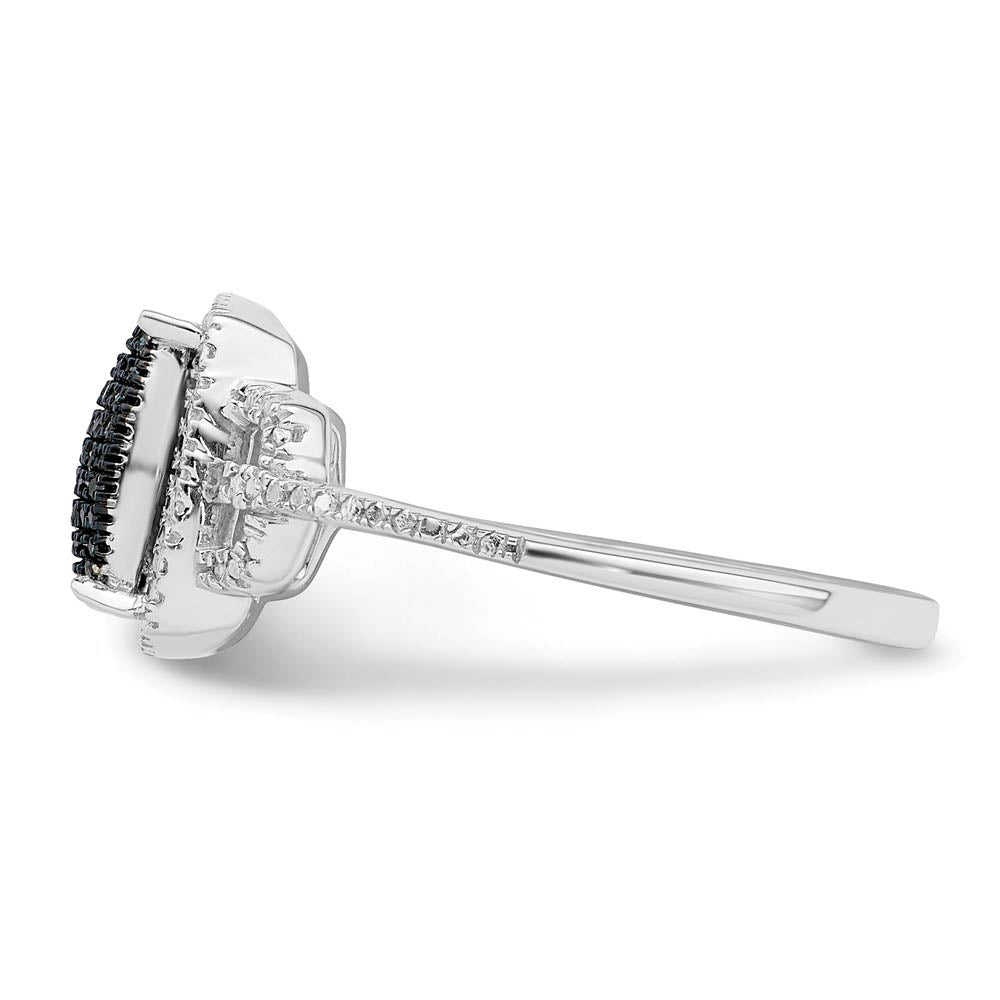 Alternate view of the 1/8 Ctw Blue & White Diamond 11mm Square Ring in Sterling Silver Sz 6 by The Black Bow Jewelry Co.