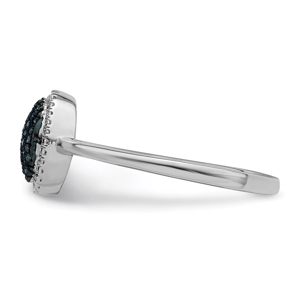 Alternate view of the 1/20 Ctw Blue & White Diamond Oval Ring in Sterling Silver Size 6 by The Black Bow Jewelry Co.
