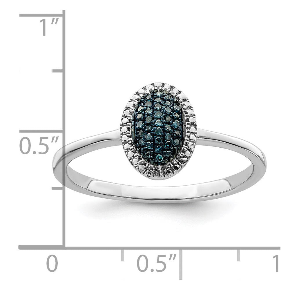 Alternate view of the 1/20 Ctw Blue & White Diamond Oval Ring in Sterling Silver by The Black Bow Jewelry Co.