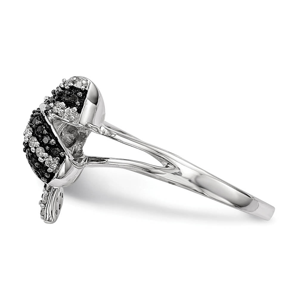 Alternate view of the 1/3 Ctw Black & White Diamond Bow Ring in Sterling Silver by The Black Bow Jewelry Co.