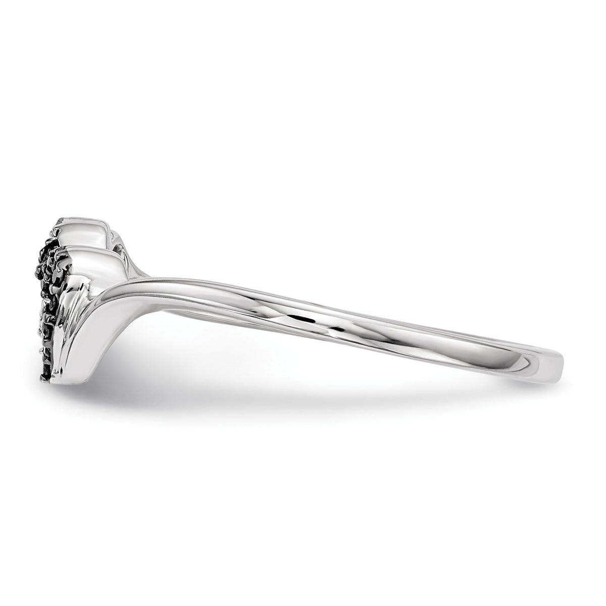 Alternate view of the 1/10 Ctw White & Black Diamond Double Heart Sterling Silver Ring Sz 6 by The Black Bow Jewelry Co.