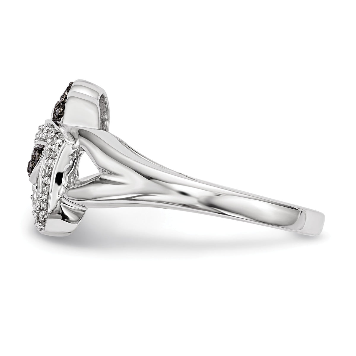 Alternate view of the 1/8 Ctw Black & White Diamond Double Heart Ring in Sterling Silver by The Black Bow Jewelry Co.