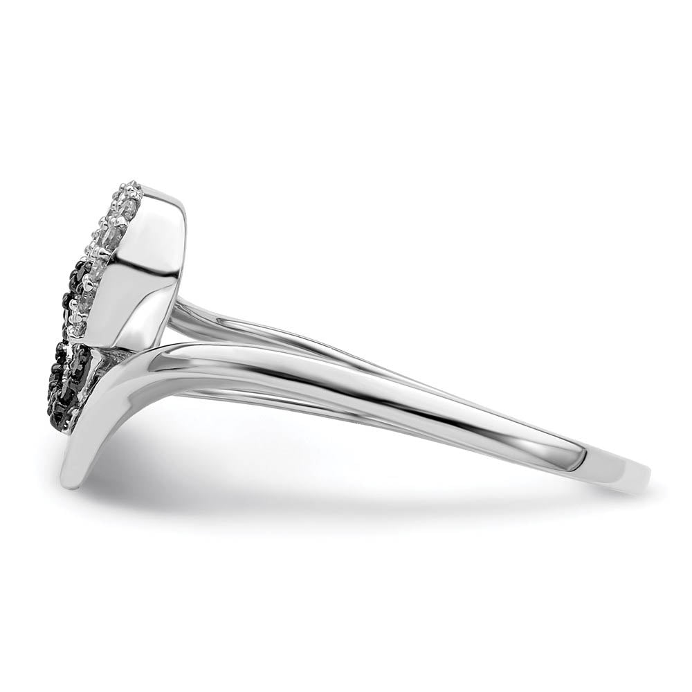 Alternate view of the 1/10 Ctw White & Black Diamond Double Heart Ring in Sterling Silver by The Black Bow Jewelry Co.