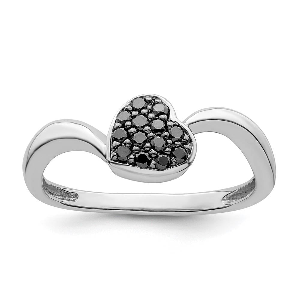 1/6 Cttw Black Diamond 7mm Heart Ring in Sterling Silver, Item R10784 by The Black Bow Jewelry Co.