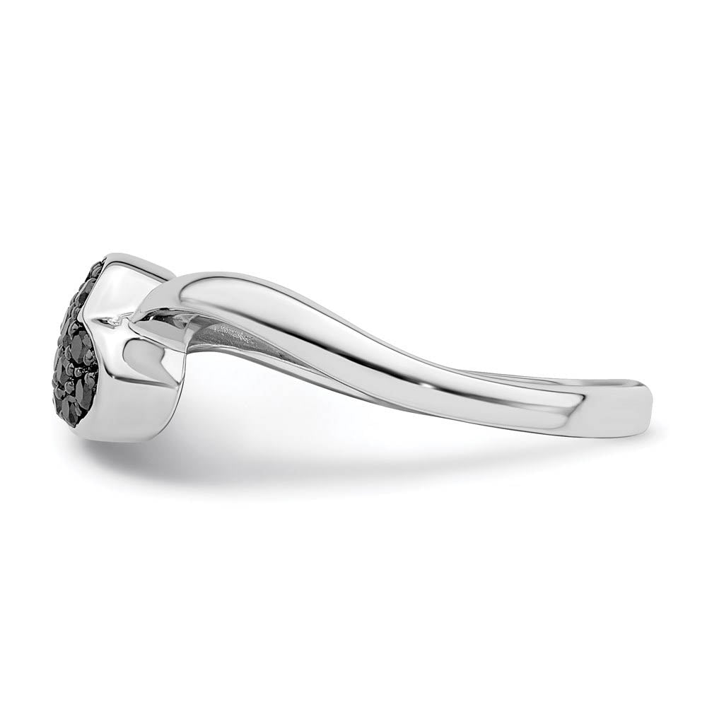 Alternate view of the 1/6 Cttw Black Diamond 7mm Heart Ring in Sterling Silver by The Black Bow Jewelry Co.