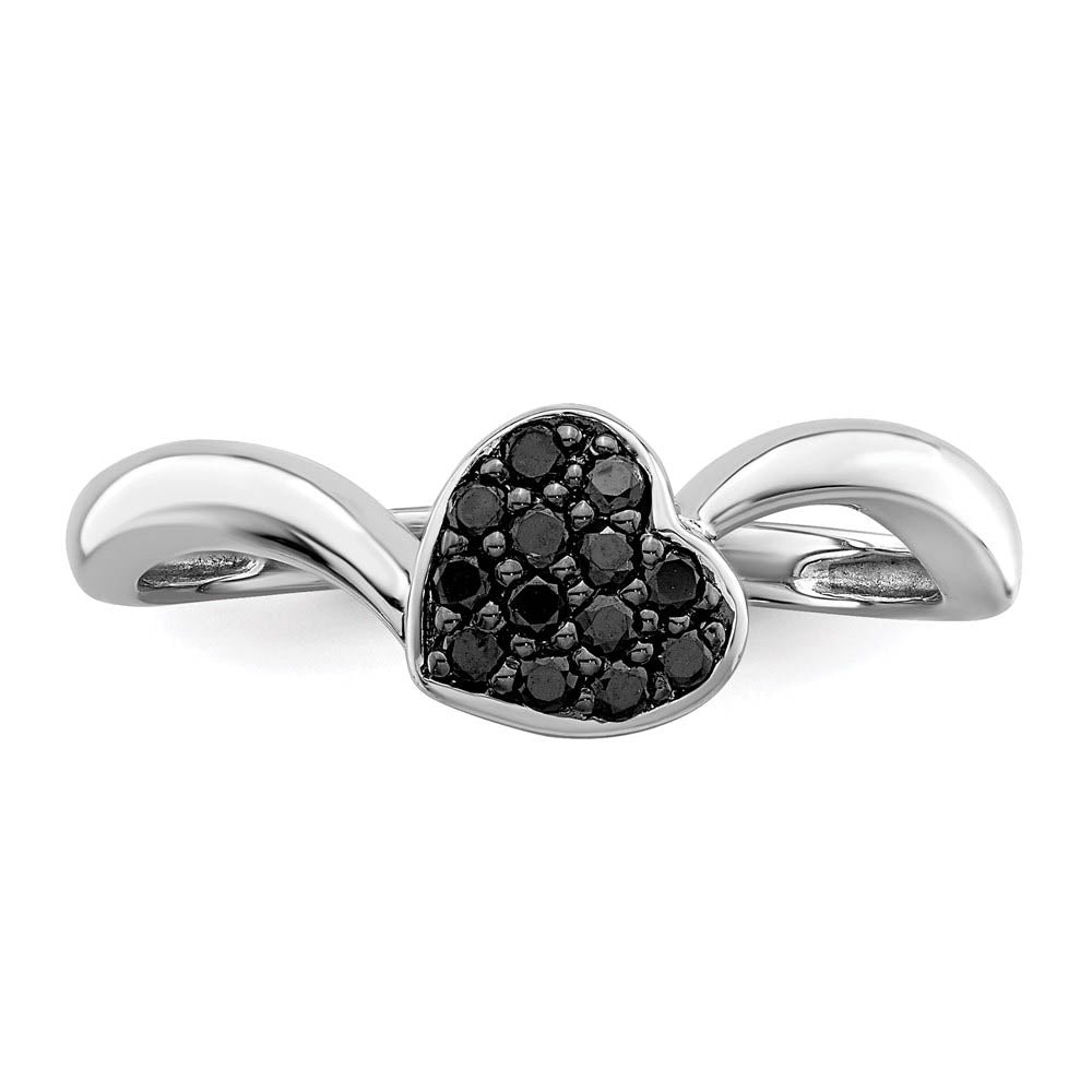 Alternate view of the 1/6 Cttw Black Diamond 7mm Heart Ring in Sterling Silver Size 6 by The Black Bow Jewelry Co.