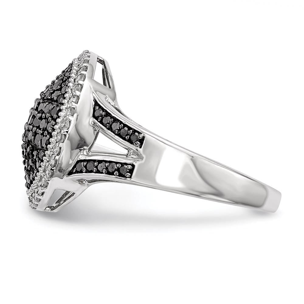 Alternate view of the 3/4 Ctw Black & White Diamond 15mm Round Ring in Sterling Silver by The Black Bow Jewelry Co.