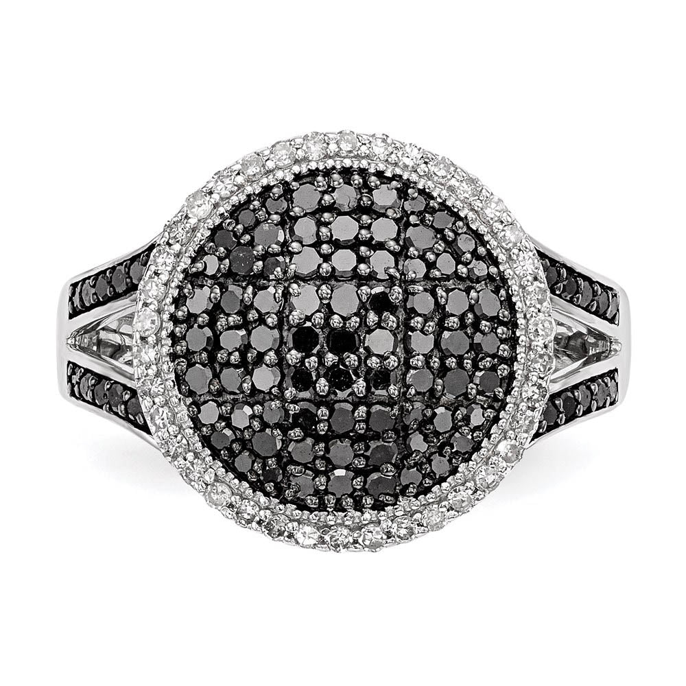 Alternate view of the 3/4 Ctw Black & White Diamond 15mm Round Ring in Sterling Silver Sz 6 by The Black Bow Jewelry Co.