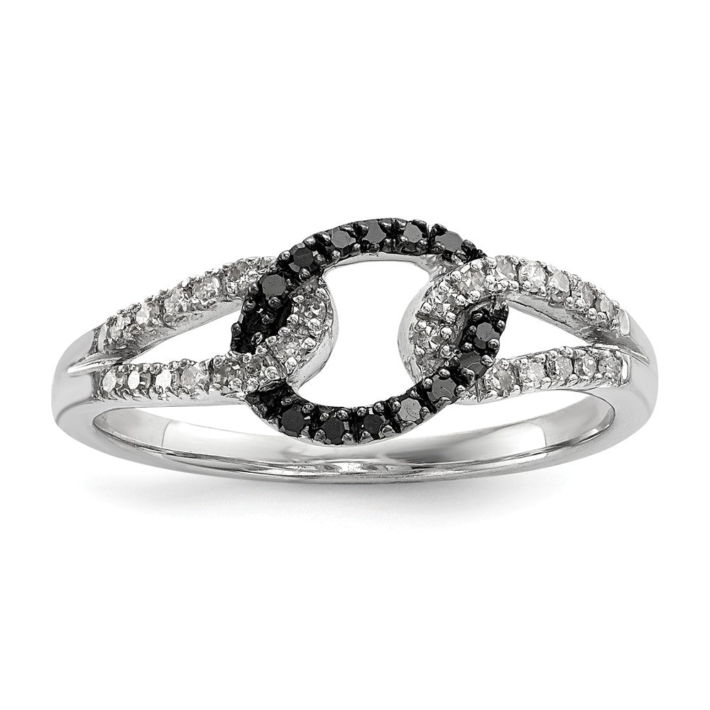 1/4 Ctw Black &amp; White Diamond Oval Loop Ring in Sterling Silver, Item R10796 by The Black Bow Jewelry Co.