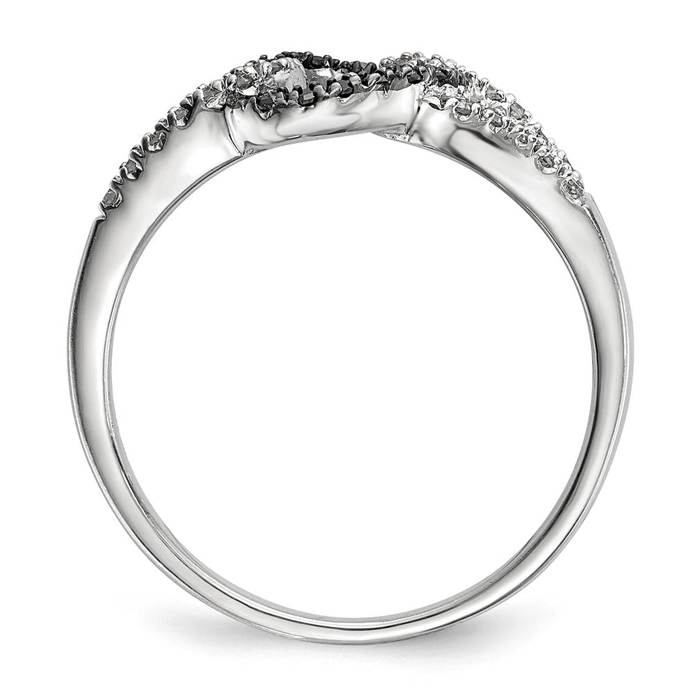 Alternate view of the 1/4 Ctw Black &amp; White Diamond Oval Loop Ring in Sterling Silver by The Black Bow Jewelry Co.