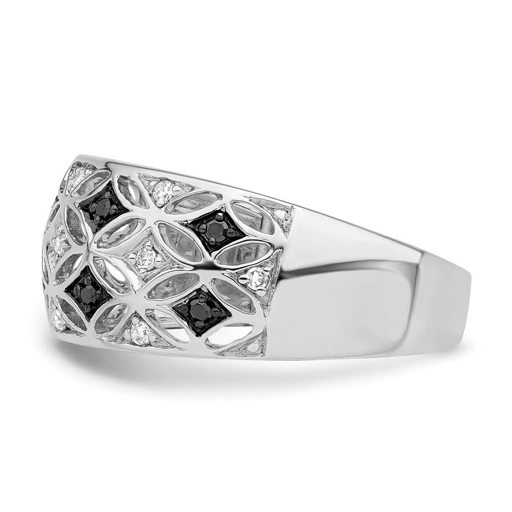 Alternate view of the 1/8 Ctw Black & White Diamond 9mm Tapered Sterling Silver Ring Size 6 by The Black Bow Jewelry Co.